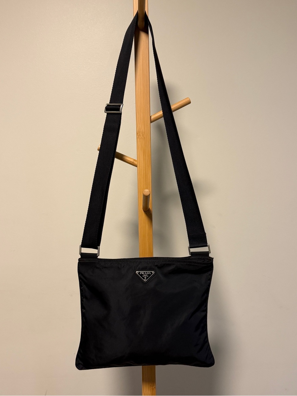 Prada Black Nylon Adjustable Crossbody Bag Unisex authentic